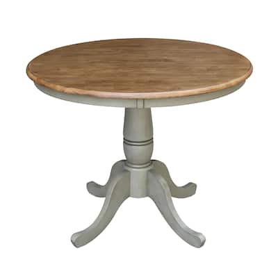 36" Round Top Pedestal Table - Hickory/Stone - N/A