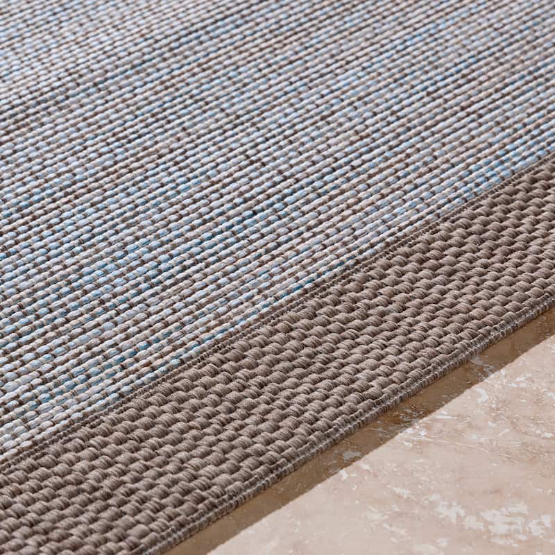 Cammie Solid Bordered Outdoor Area Rug