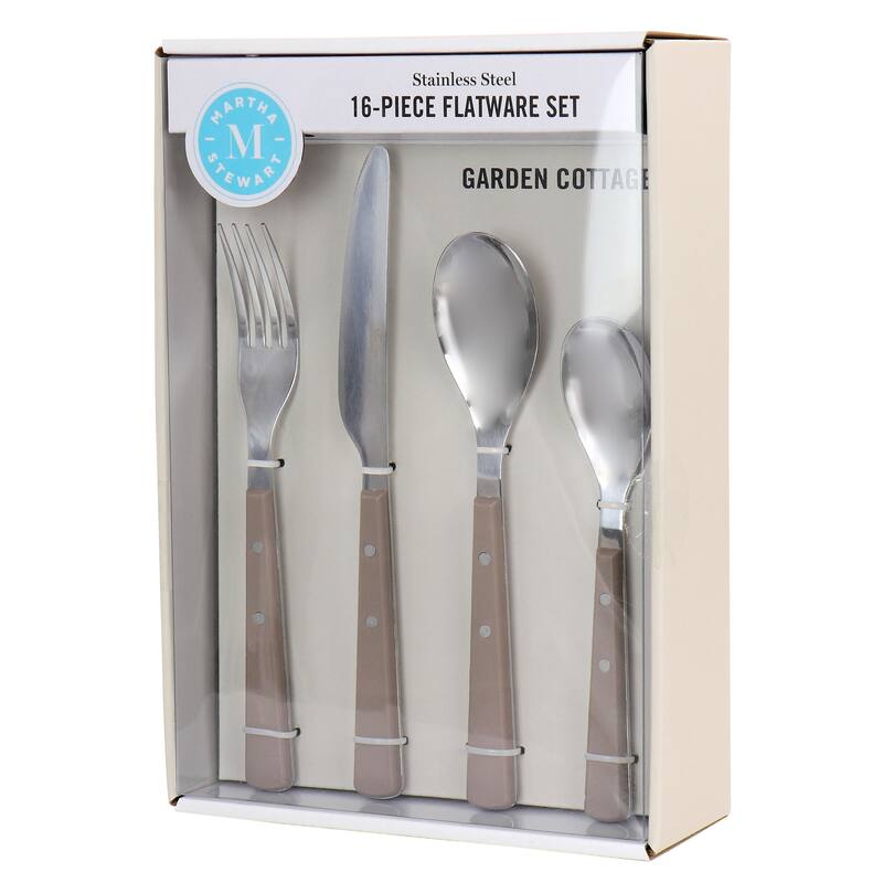 Cape Bay 16 Piece Stainless Steel Silverware Set with Beige Handles