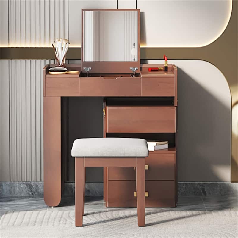 3-in-1 Makeup Vanity Desk with Flip-Top Mirror
