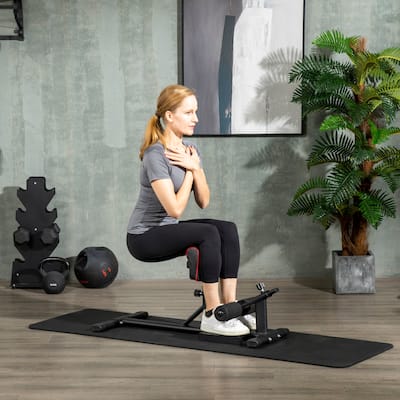 Soozier Deep Squat Machine, Sissy Squat Leg Workout Equipment with Adjustable Calf Pad and Non-slip Foot Plate