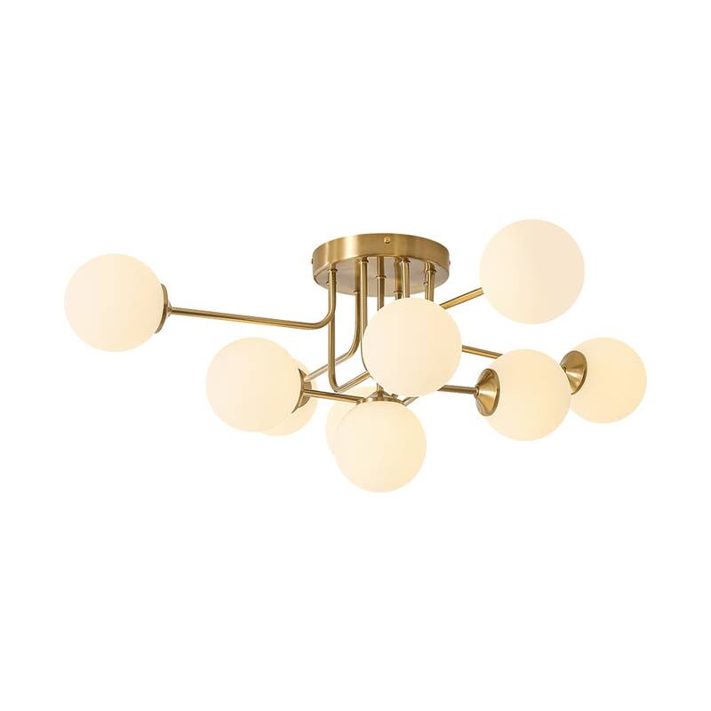 Linear Frosted Glass Globe Sputnik Semi Flush Ceiling Light