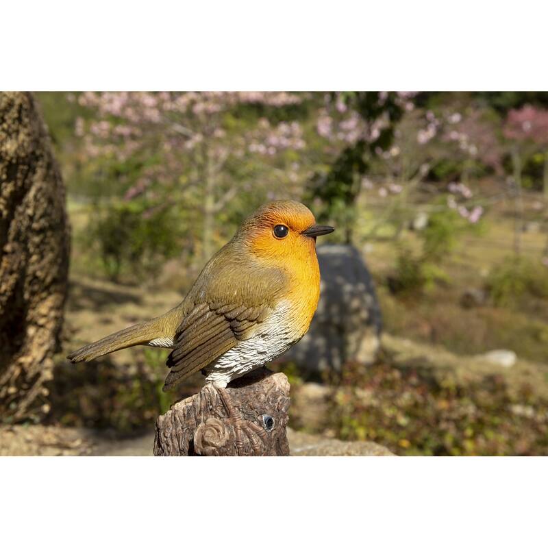 Battery Operated Singing Robin Outdoor Garden Statue - 5.25"