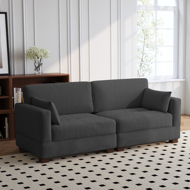 84.5″W Modern Corduroy Couch Modular Sofa