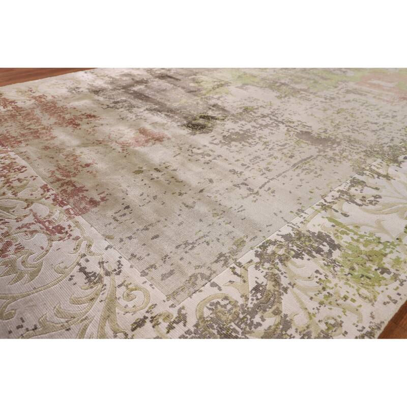 Contemporary / Abstract Area Rug Hand-Knotted Oriental Wool Carpet - 5'7" X 7'11"