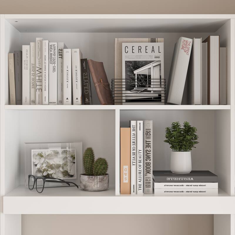 Work-and-Store Combo Unit Sleek MultiShelf Organizer with Writing Desk