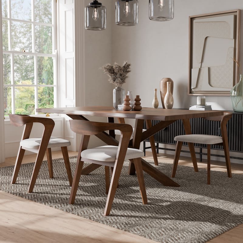 Furniture of America Abigail II Mid-Century Modern 5-Piece Rich Walnut Solid Wood Dining Set - Rich Walnut