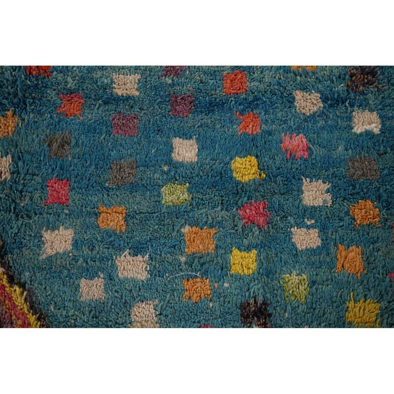 Geometric Plush Moroccan Rug Hand-Knotted Bedroom Wool Carpet - 7'1" x 10'3"