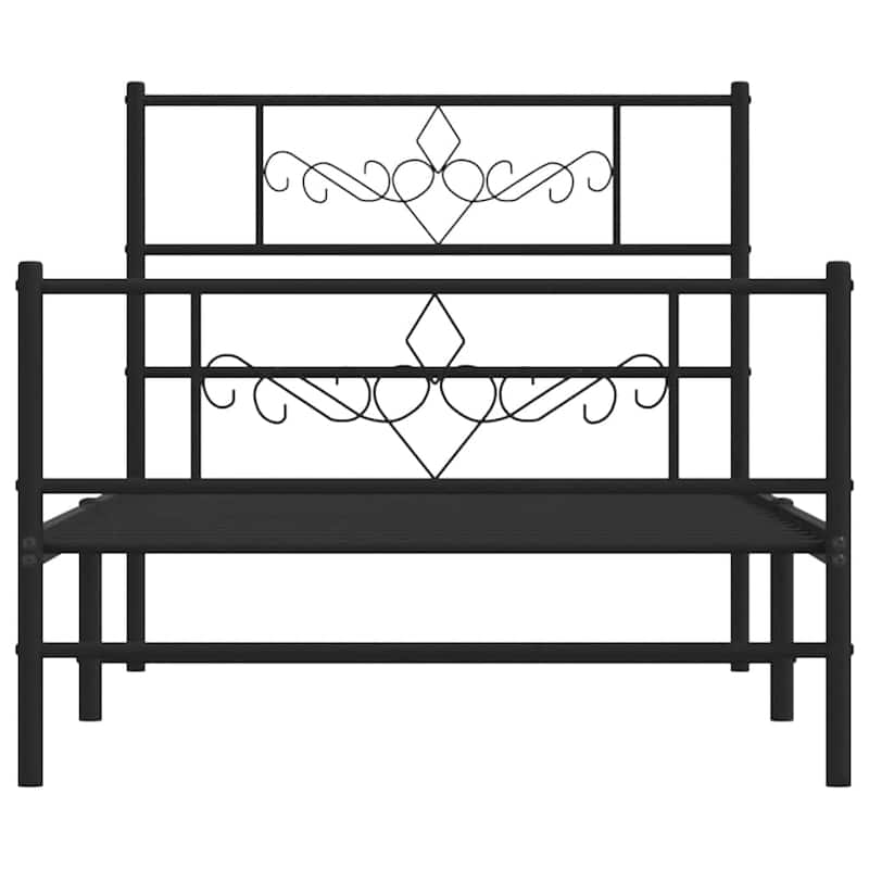 vidaXL 12 Inches Black Twin XL Metal Bed Frame No Mattress - 81.5" x 41.3" x 35.4"