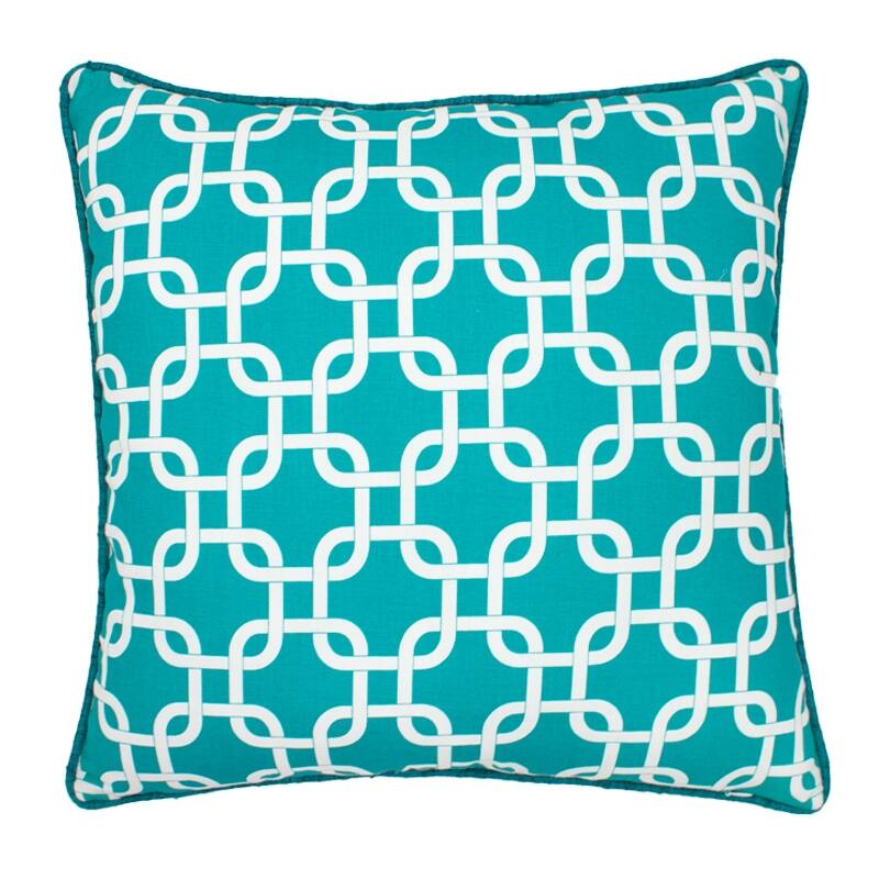 Jiti Indoor Transitional Geometric Patterned Cotton Accent Square Throw Pillows 20 x 20 - Teal/White