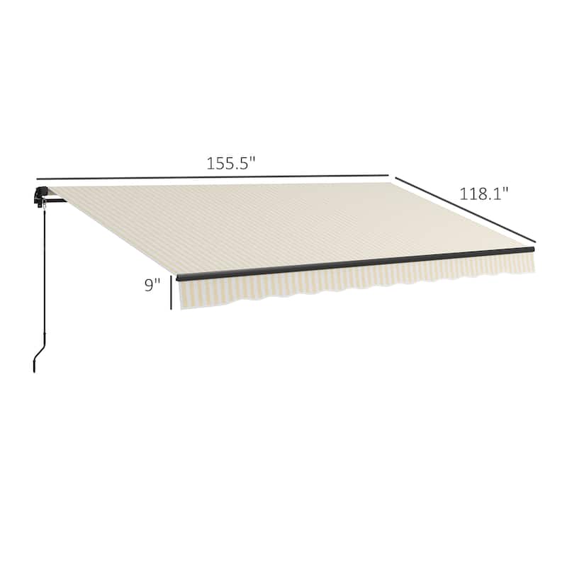 13' x 10' Retractable Awning Sunshade Shelter with Manual Crank Handle, 280gsm UV Resistant Fabric and Aluminum Frame