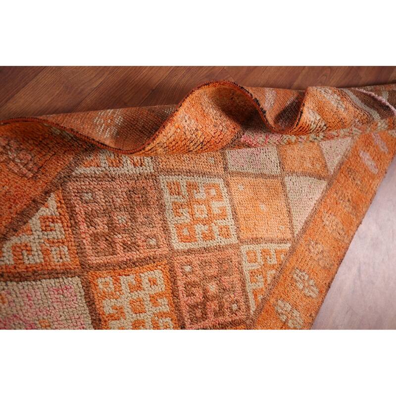 Oushak Turkish Vintage Runner Rug Hand-Knotted Geometric Wool Carpet - 2'8"x 13'7"