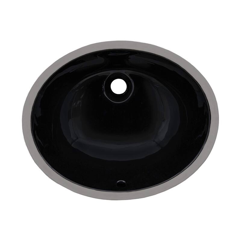 Ruvati 16 x 13 inch Undermount Bathroom Sink Black Oval Porcelain Ceramic with Overflow - RVB0618BK