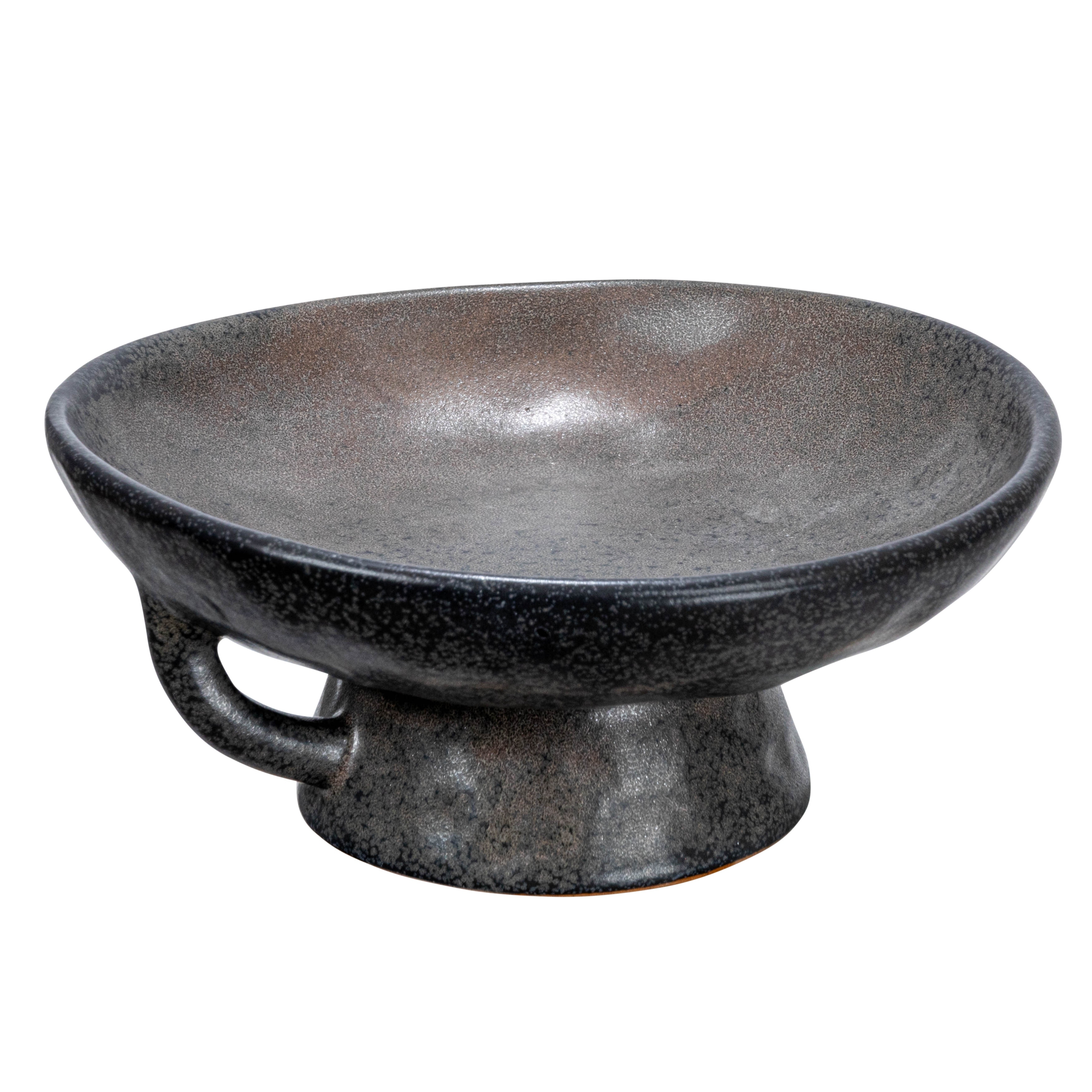 Stoneware Footed Pedestal Bowl with Handles