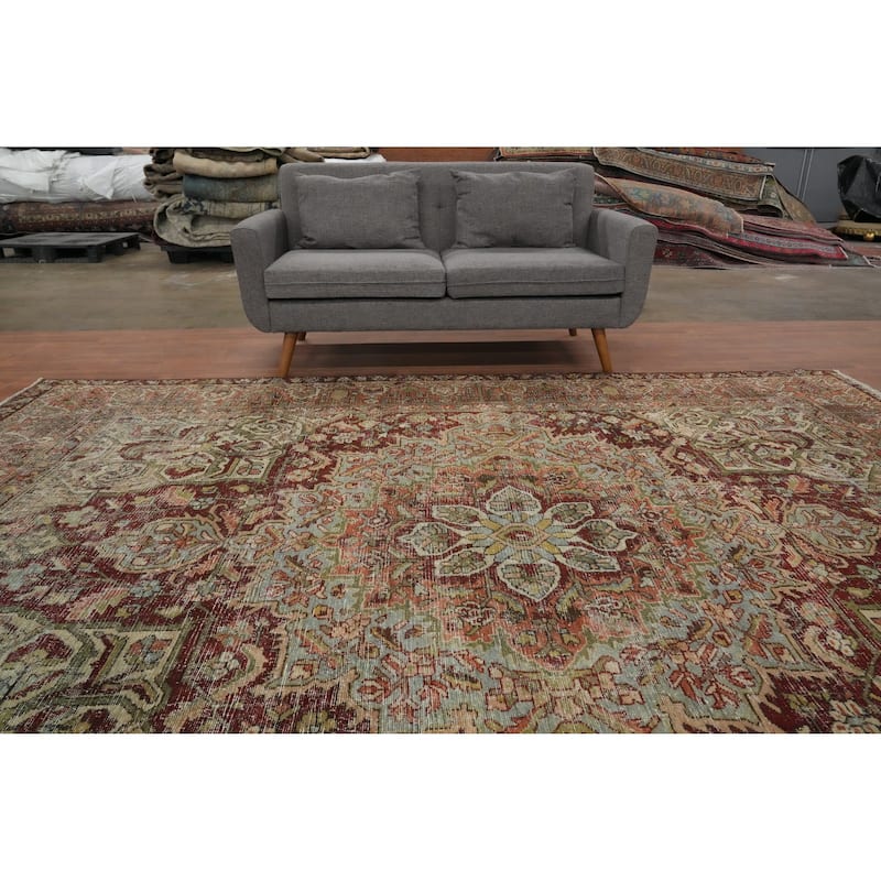 Hand Knotted Oriental 100% Wool Carpet Traditional Floral Red Bakhtiari Area Rug - 11' 0'' X 8' 7''