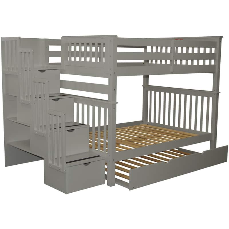 Taylor & Olive Trillium Full over Full Stairway Bunk Bed, Twin Trundle