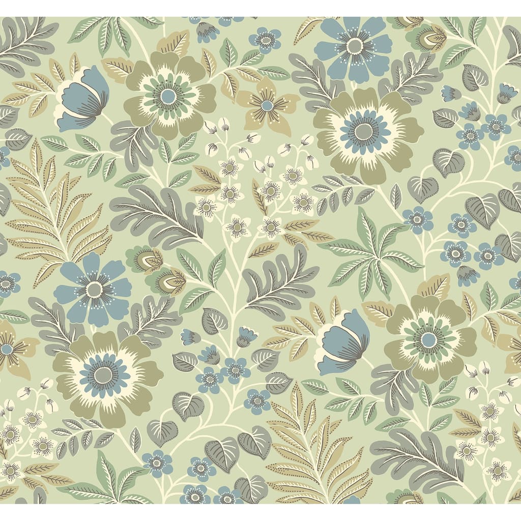 A-Street Prints Voysey Green Floral Wallpaper