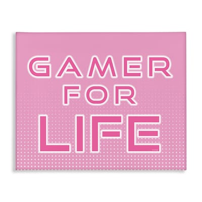 Stupell Pink Gamer For Life Canvas Wall Art Design By Yass Naffas Designs