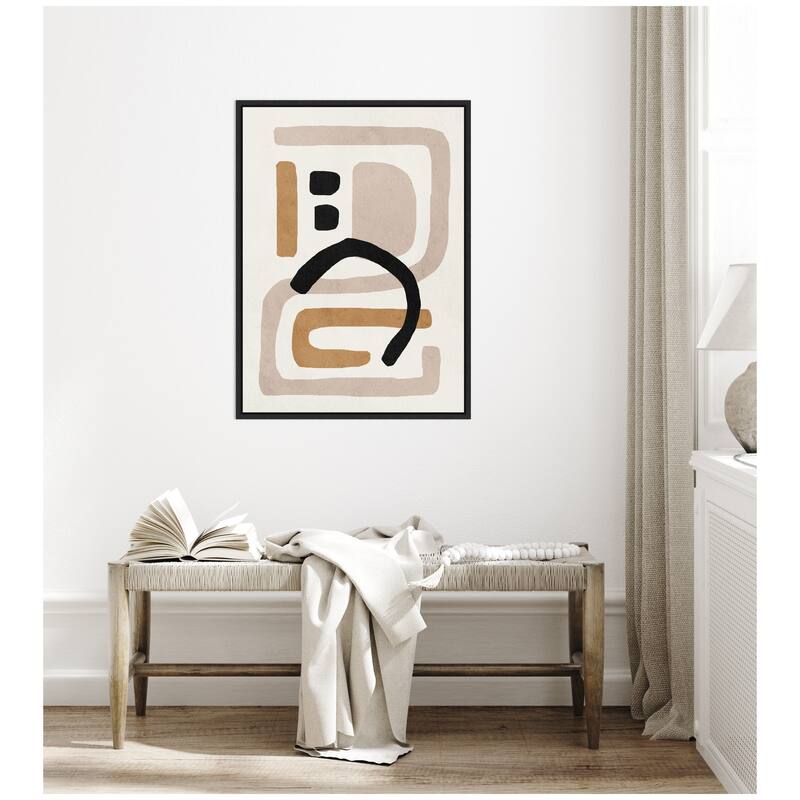 Kate and Laurel Sylvie Neutral Abstract 2 Minimal Modern Art Framed Canvas by July Art Prints