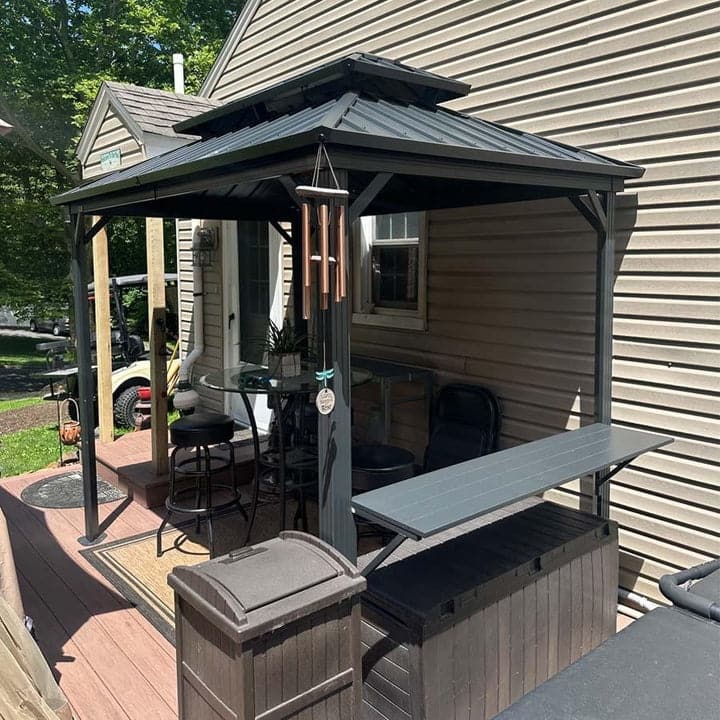 PURPLE LEAF Hardtop Grill Gazebo Galvanized Steel Roof Outdoor BBQ Canopy with Ceiling Hook and Shelves