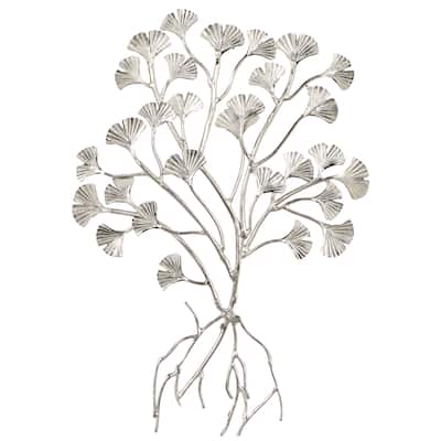 Silver Aluminum Floral Wall Decor
