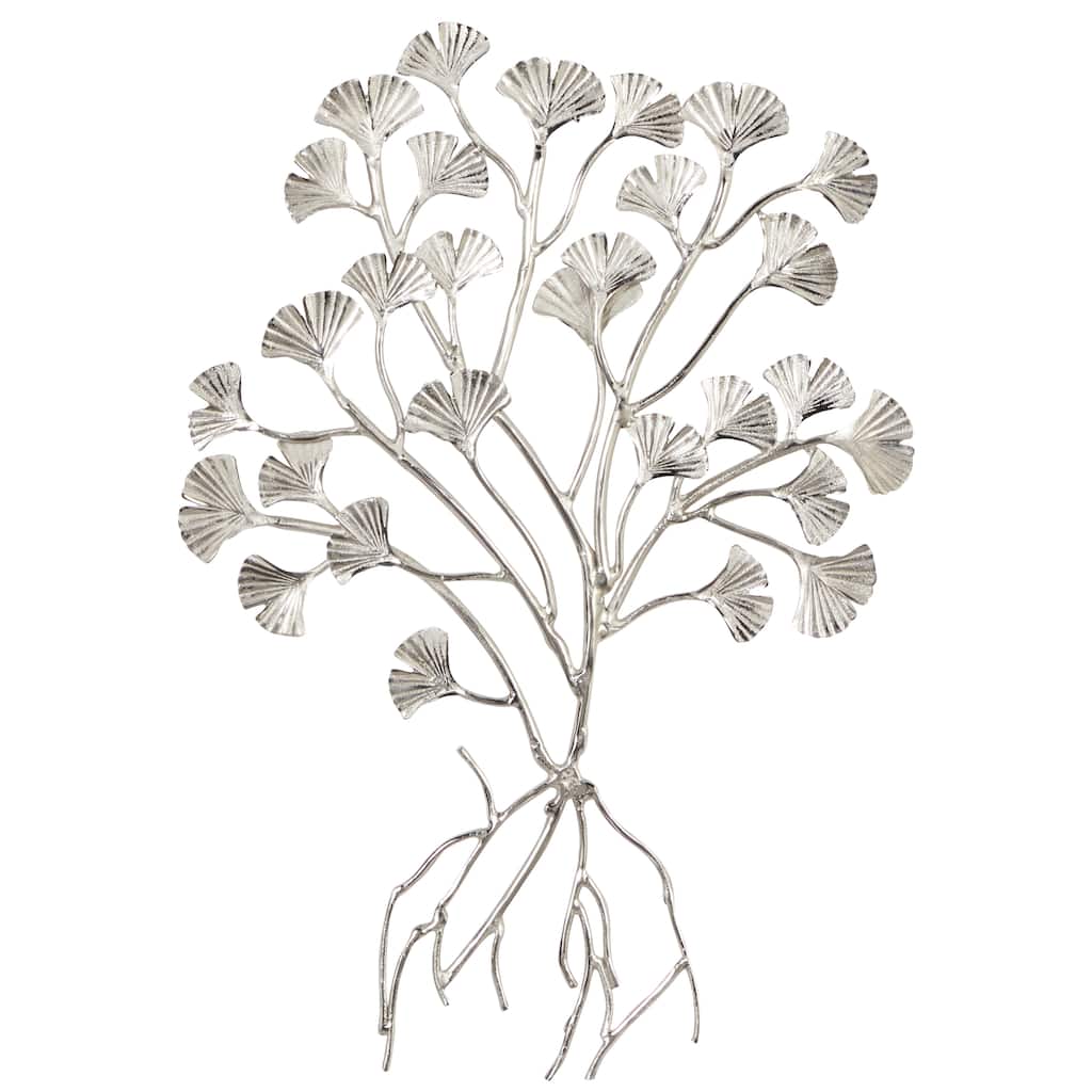 Silver Aluminum Floral Wall Decor