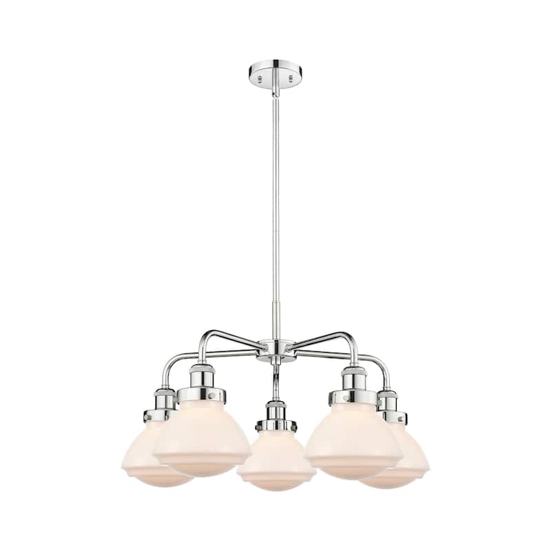 Innovations Lighting Olean - 5 Light 25" Stem Hung Chandelier - Polished Chrome/Matte White