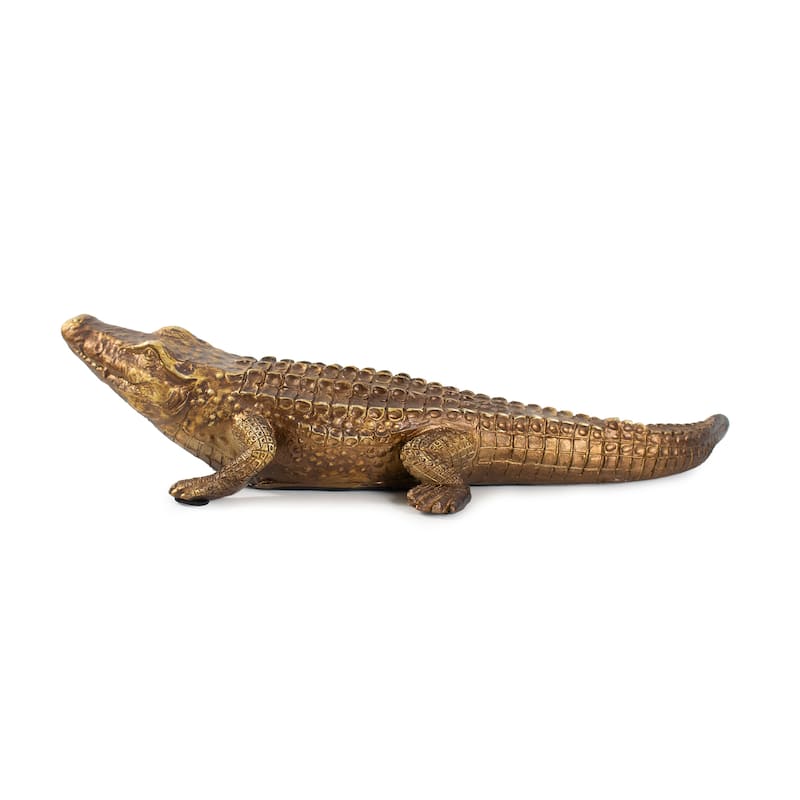 Allan Andrews Antiqued Gold Crocodile Sculpture