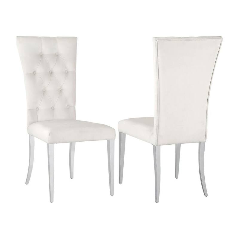 Set of 2 Velvet Upholstered Side Chairs - White