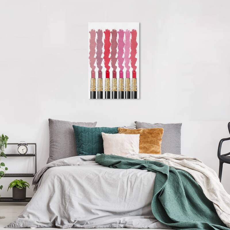 Wynwood Studio Canvas Fashion and Glam Lipstick Galore Gold and Metallic Gold Glam Wall Art Canvas Print - 36 x 24
