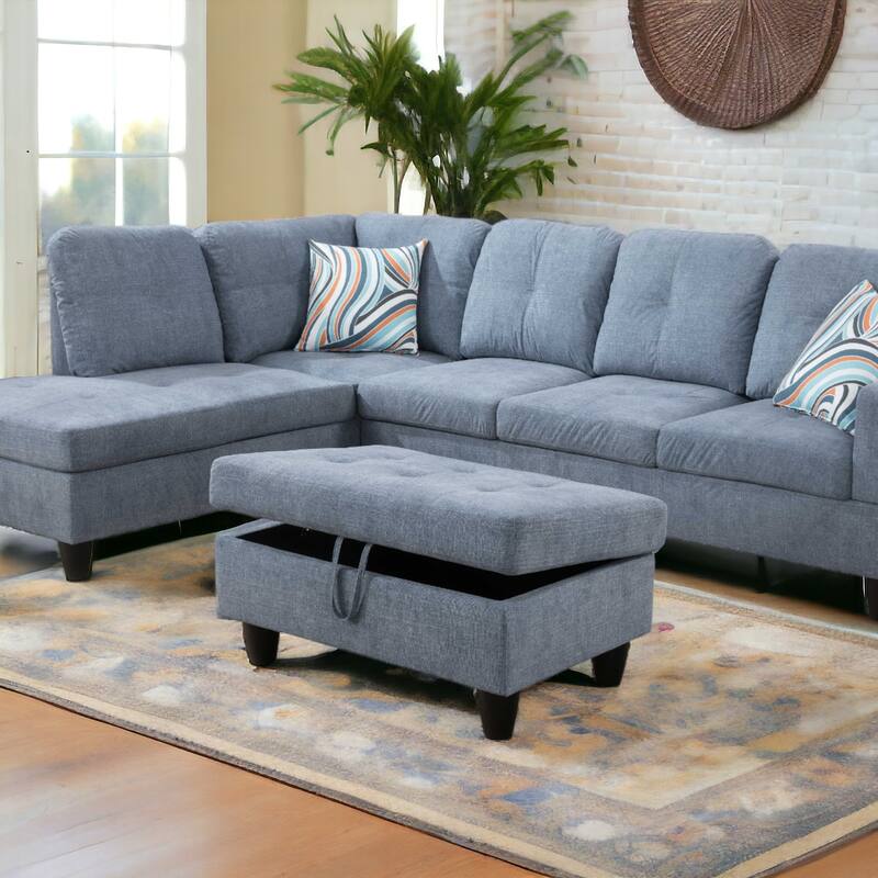 KISRAIS 34" Wide Upholstered Storage Ottoman