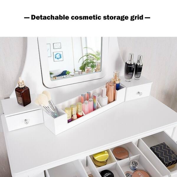 Vanity Set Of Mirror Drawers Storage Box Makeup On Sale Overstock 30089645 White