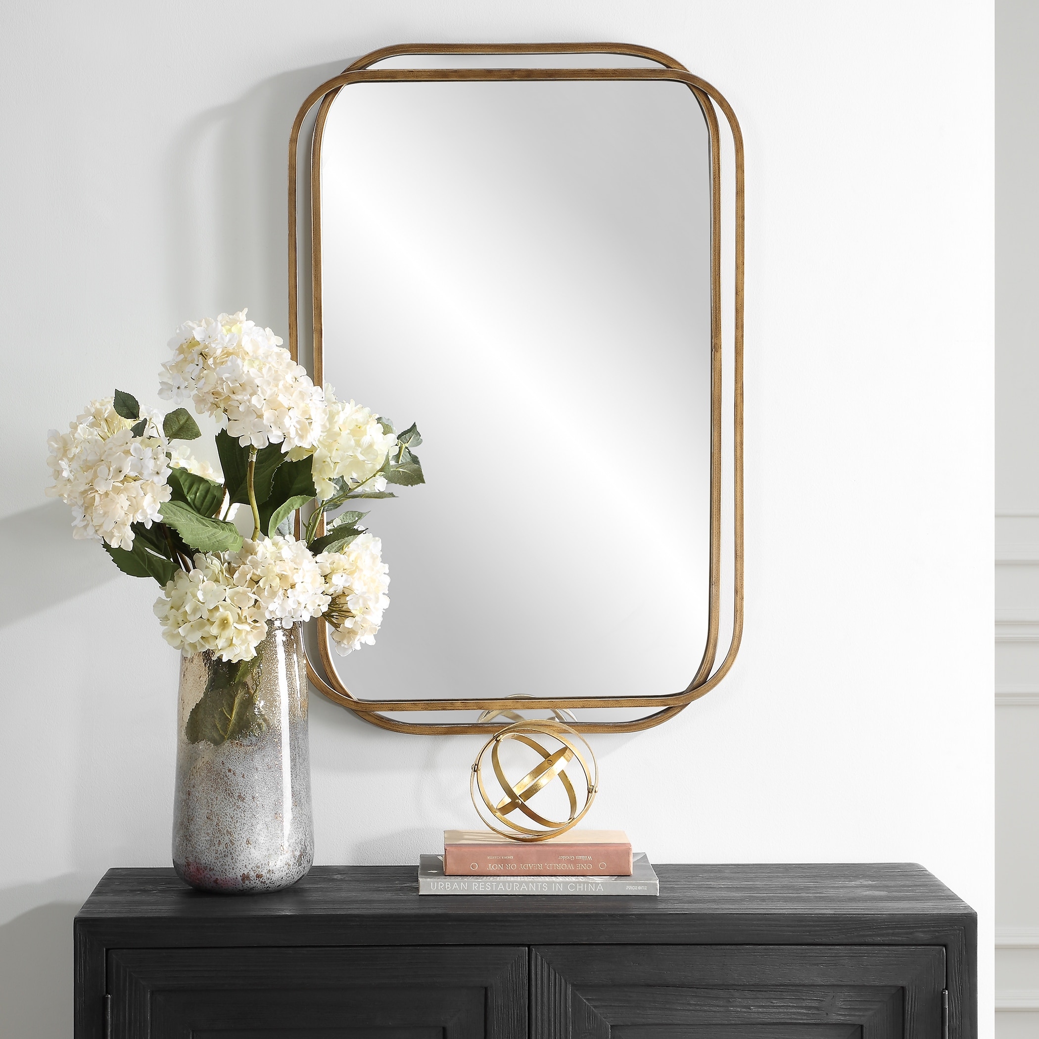 Copper Grove Metal Rounded Dual-edge Antiqued Gold Wall Mirror