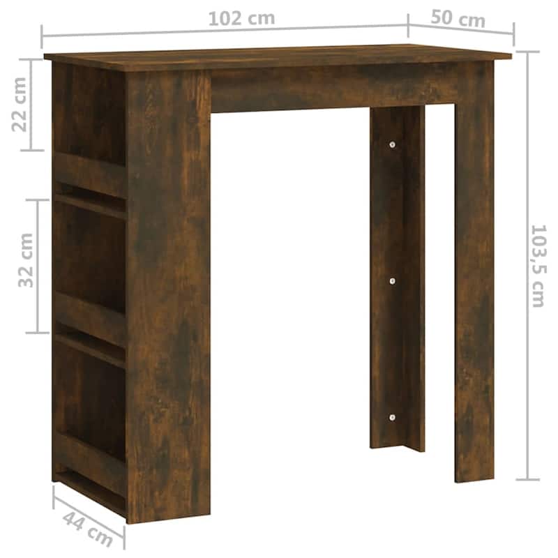 vidaXL Bar Table Kitchen Pub Bistro Table with Storage Rack Engineered Wood - 40.2" x 19.7" x 40.7"