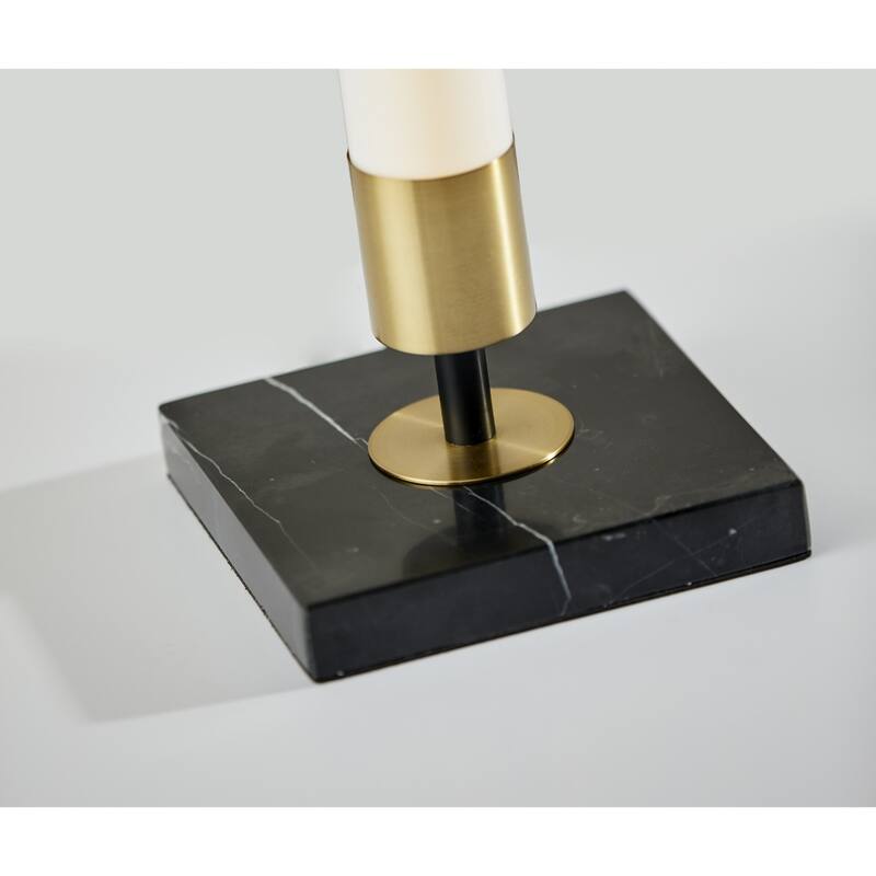 Black Metal LED Table Lamp with White Glass Drum Shade and Touch Dimmer - 6” x 6” x 30” (D x W x H)