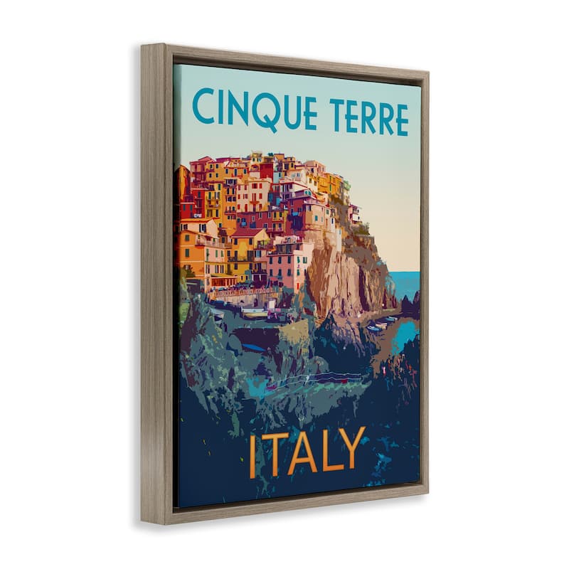 Stupell Italian Coast Cityscape Framed Floater Canvas Wall Art Design By Victoria Barnes