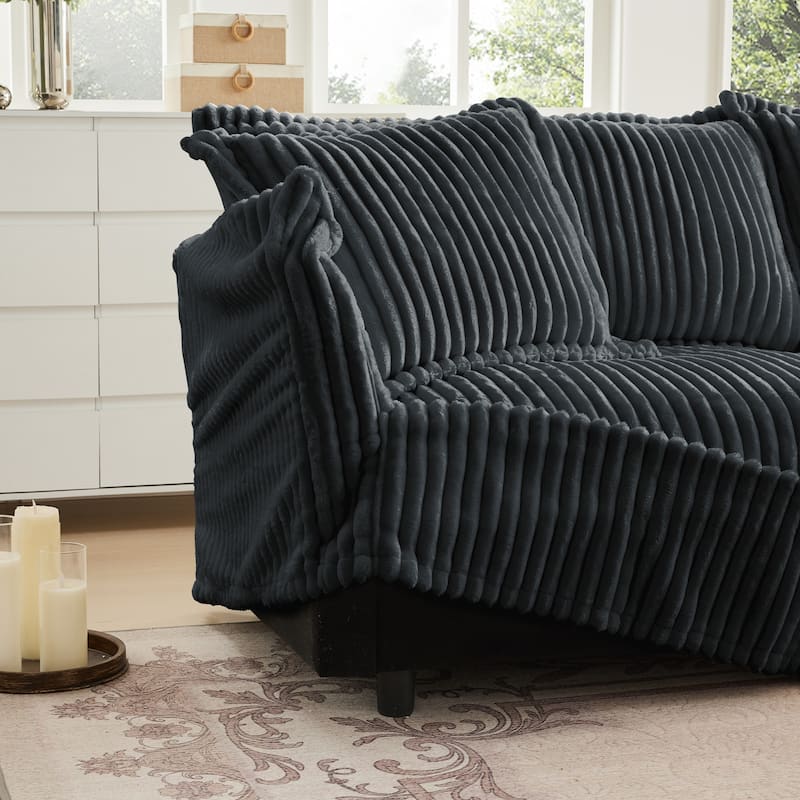 83.4" Corduroy 3-Seater Sofa with Pillows, Living Room or Bedroom