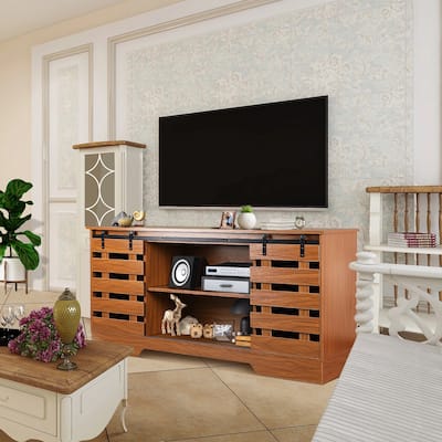 59" Farmhouse TV Stand with Adjustable Shelf for TVs Up to 65"