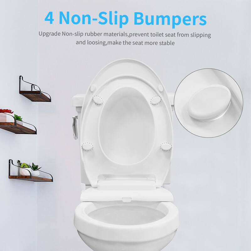 Bidet Toilet Seat, Elongated Toilet Seats, Non-Electric Self Cleaning Dual Mode Nozzles, Quiet-Close, Easy Installation