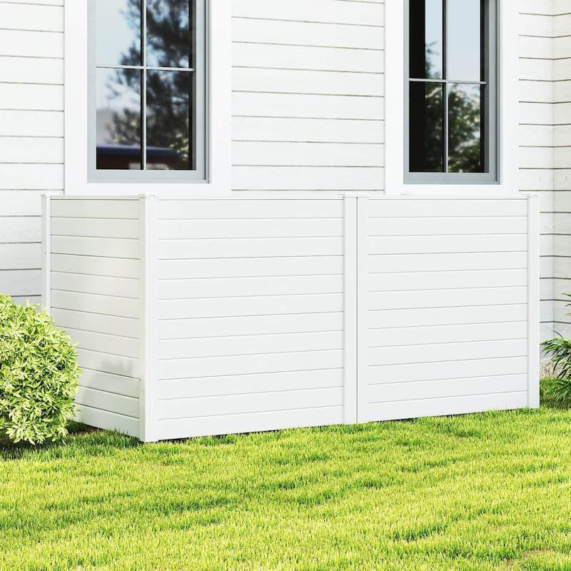 Costway Outdoor 48"L x 48"H PVC Privacy Fence Panels with Metal Ground - See Details