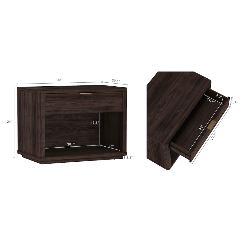 Manhattan Comfort Evelyn 32" Nightstand (1-Drawer)