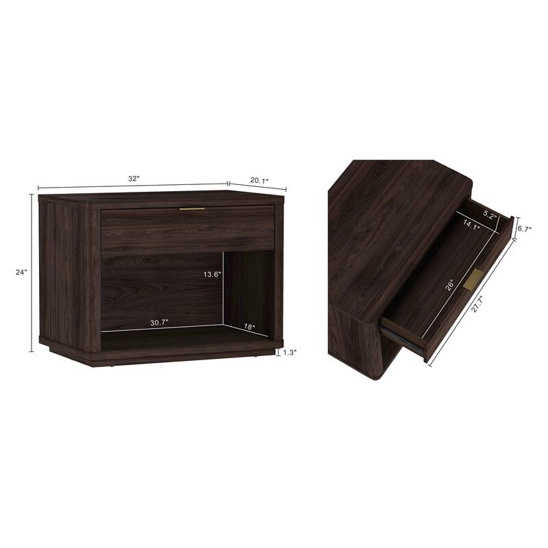 Manhattan Comfort Evelyn 32 Nightstand 2.0 with 2 Full Extension Drawers Set of 2