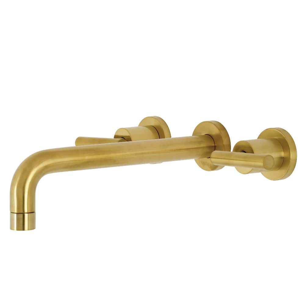 Manhattan 3-Hole Wall Mount Roman Tub Faucet in Brushed Brass