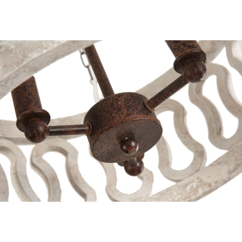 Oaks Aura Mid Century 3-Light Drum Shade Rustic Wood Lighting Distressed Farmhouse Chandelier