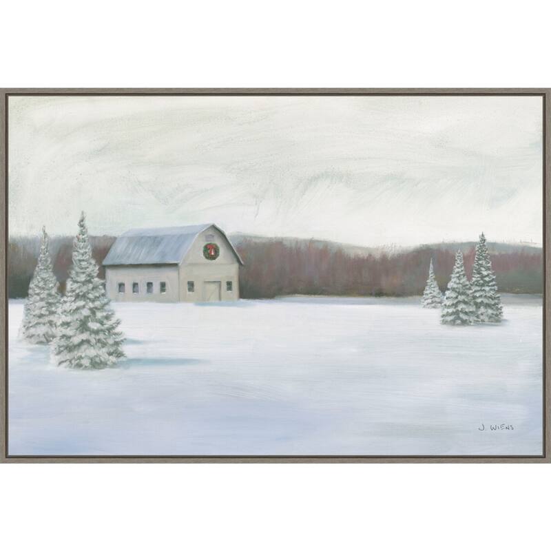 Holiday Winter Barn by James Wiens Framed Canvas Wall Art Print