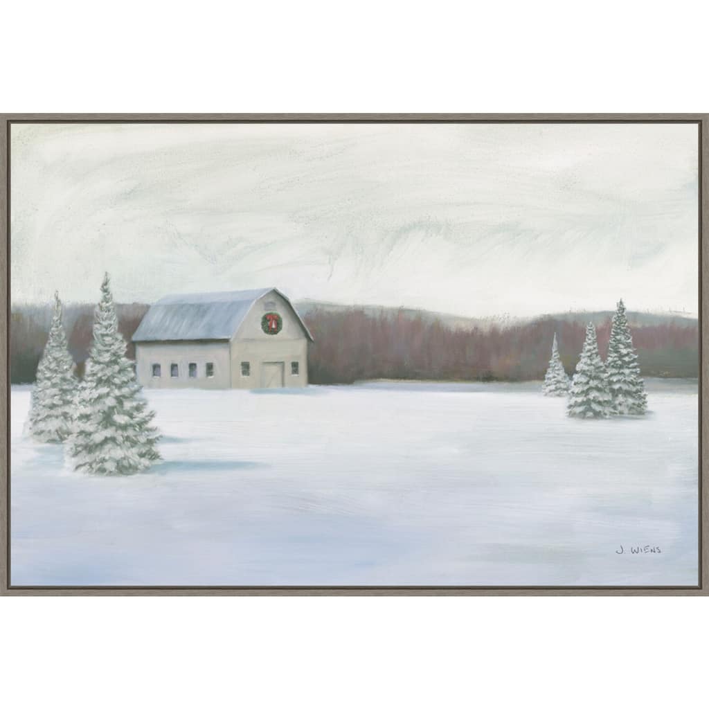 Holiday Winter Barn by James Wiens Framed Canvas Wall Art Print