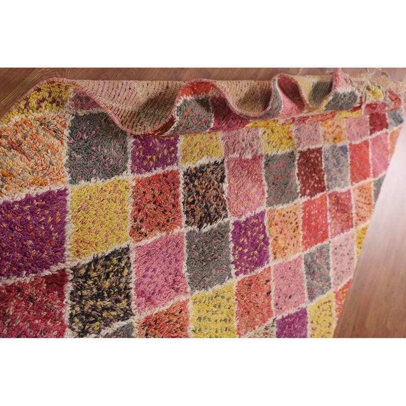 Colorful Trellis Moroccan Pakistan Area Rug Handmade Wool Carpet - 5'0" x 8'8"