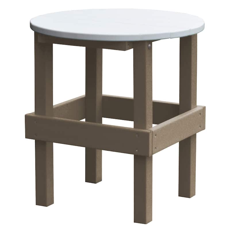 Poly Round Side Table - Weathered Wood with White Top