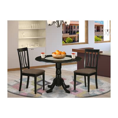 Kitchen Dining Set - Round Table with 2 Wood Chairs - Modern Dining Room Furniture