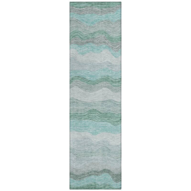 Machine Washable Indoor/ Outdoor Ombre Stripes Chantille Rug